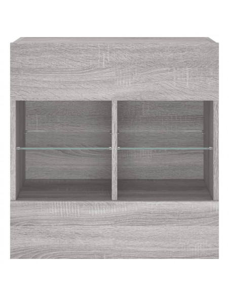 Mobile TV a Parete con Luci LED Grigio Sonoma 58,5x30x60,5 cm