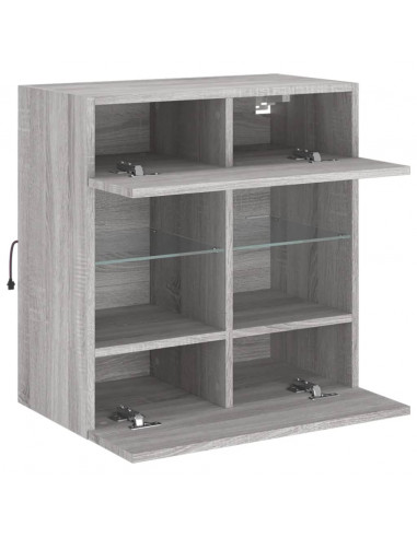 Mobile TV a Parete con Luci LED Grigio Sonoma 58,5x30x60,5 cm