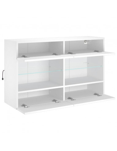 Mobile TV a Parete con Luci LED Bianco 98,5x30x60,5 cm