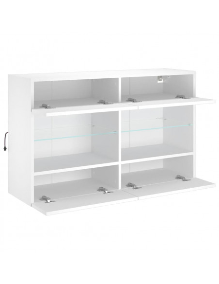 Mobile TV a Parete con Luci LED Bianco 98,5x30x60,5 cm