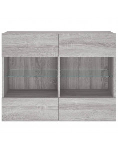 Mobile TV a Parete con Luci LED Grigio Sonoma 78,5x30x60,5 cm 2