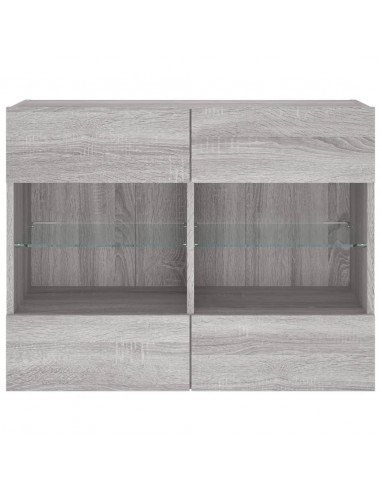 Mobile TV a Parete con Luci LED Grigio Sonoma 78,5x30x60,5 cm