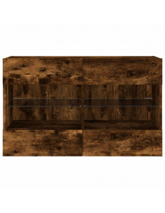 Mobile TV a Parete con Luci LED Rovere Fumo 98,5x30x60,5 cm 2