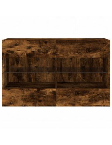 Mobile TV a Parete con Luci LED Rovere Fumo 98,5x30x60,5 cm