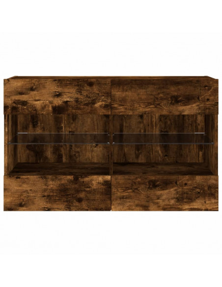 Mobile TV a Parete con Luci LED Rovere Fumo 98,5x30x60,5 cm