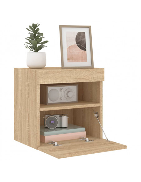 Mobile TV a Parete con Luci LED Rovere Sonoma 40x30x40 cm