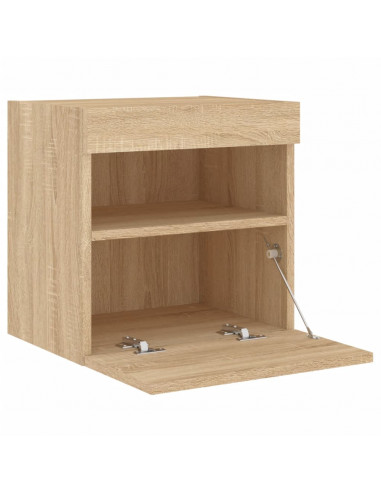 Mobile TV a Parete con Luci LED Rovere Sonoma 40x30x40 cm