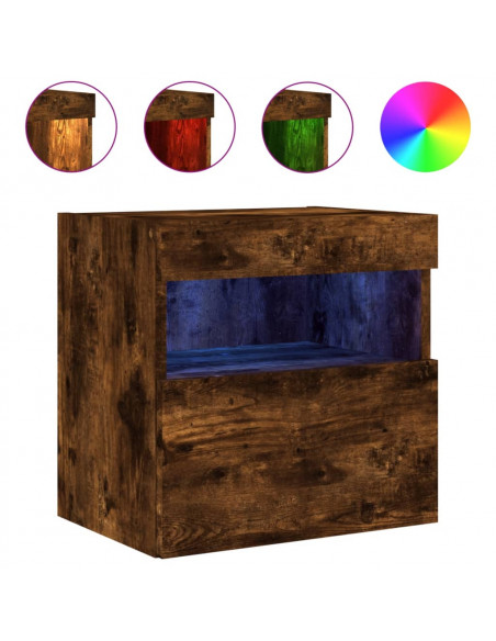 Mobili TV a Parete con Luci LED 2pz Rovere Fumo 40x30x40 cm