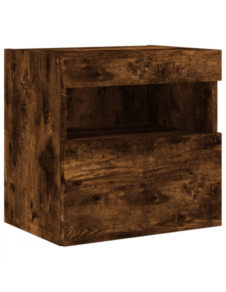 Mobili TV a Parete con Luci LED 2pz Rovere Fumo 40x30x40 cm