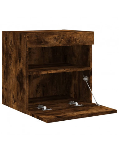 Mobili TV a Parete con Luci LED 2pz Rovere Fumo 40x30x40 cm