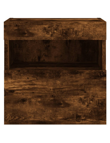 Mobili TV a Parete con Luci LED 2pz Rovere Fumo 40x30x40 cm