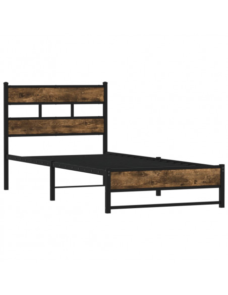 Giroletto senza Materasso in Metallo Rovere Fumo 75x190 cm