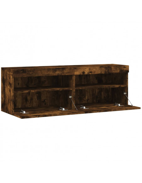 Mobili TV a Parete con Luci LED 2pz Rovere Fumo 60x30x40 cm