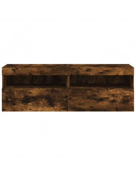 Mobili TV a Parete con Luci LED 2pz Rovere Fumo 60x30x40 cm