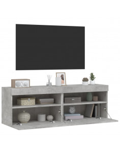 Mobili TV a Parete con Luci LED 2pz Grigio Cemento 60x30x40 cm 2