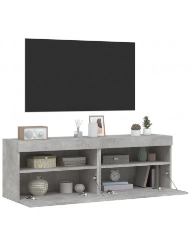 Mobili TV a Parete con Luci LED 2pz Grigio Cemento 60x30x40 cm
