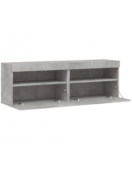 Mobili TV a Parete con Luci LED 2pz Grigio Cemento 60x30x40 cm