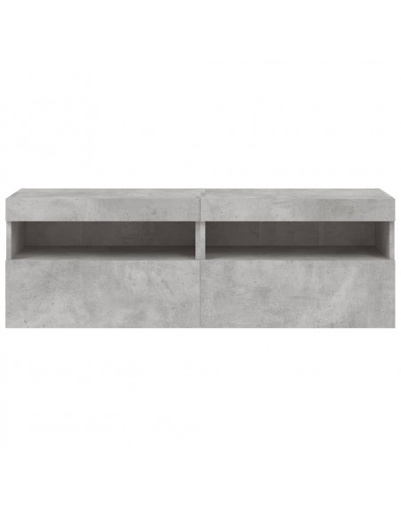 Mobili TV a Parete con Luci LED 2pz Grigio Cemento 60x30x40 cm