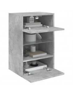 Mobile TV a Parete con Luci LED Grigio Cemento 40x30x60,5 cm 2