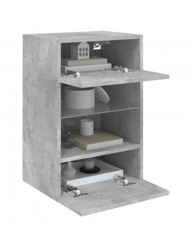 Mobile TV a Parete con Luci LED Grigio Cemento 40x30x60,5 cm