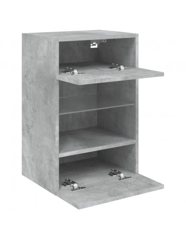 Mobile TV a Parete con Luci LED Grigio Cemento 40x30x60,5 cm