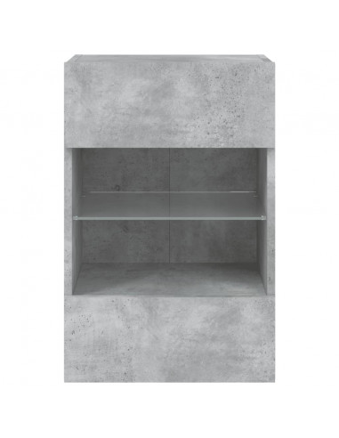 Mobile TV a Parete con Luci LED Grigio Cemento 40x30x60,5 cm