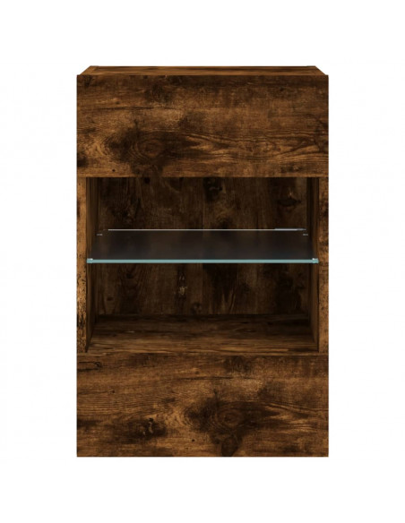 Mobile TV a Parete con Luci LED Rovere Fumo 40x30x60,5 cm