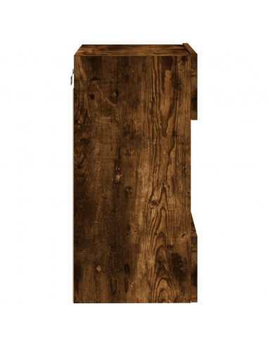 Mobile TV a Parete con Luci LED Rovere Fumo 40x30x60,5 cm