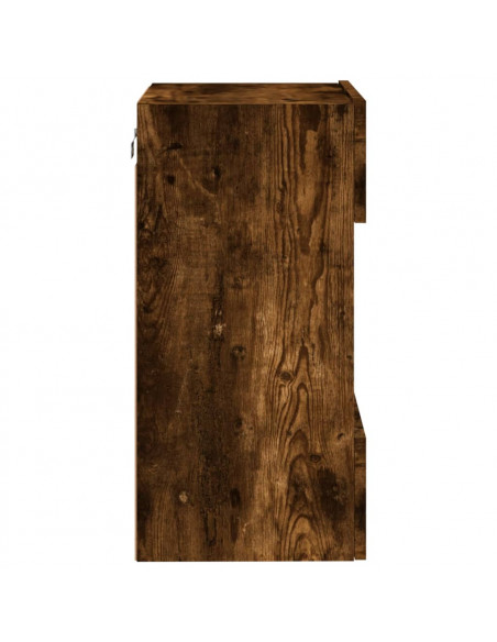 Mobile TV a Parete con Luci LED Rovere Fumo 40x30x60,5 cm