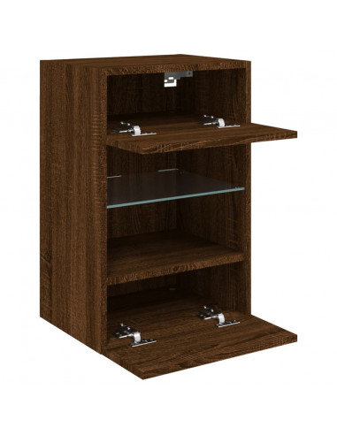 Mobile TV a Parete con Luci LED Rovere Marrone 40x30x60,5 cm