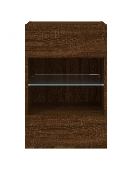 Mobile TV a Parete con Luci LED Rovere Marrone 40x30x60,5 cm
