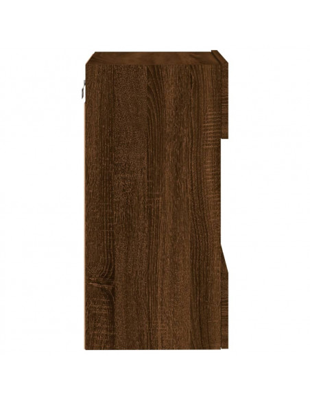 Mobile TV a Parete con Luci LED Rovere Marrone 40x30x60,5 cm