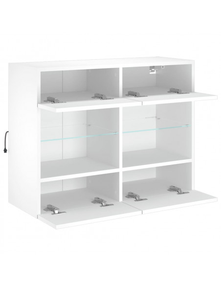 Mobile TV a Parete con Luci LED Bianco 78,5x30x60,5 cm