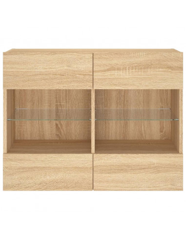 Mobile TV a Parete con Luci LED Rovere Sonoma 78,5x30x60,5 cm