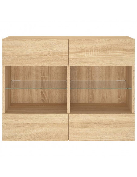 Mobile TV a Parete con Luci LED Rovere Sonoma 78,5x30x60,5 cm