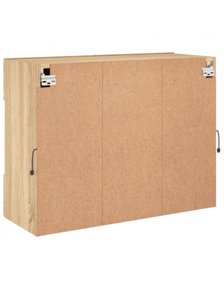Mobile TV a Parete con Luci LED Rovere Sonoma 78,5x30x60,5 cm