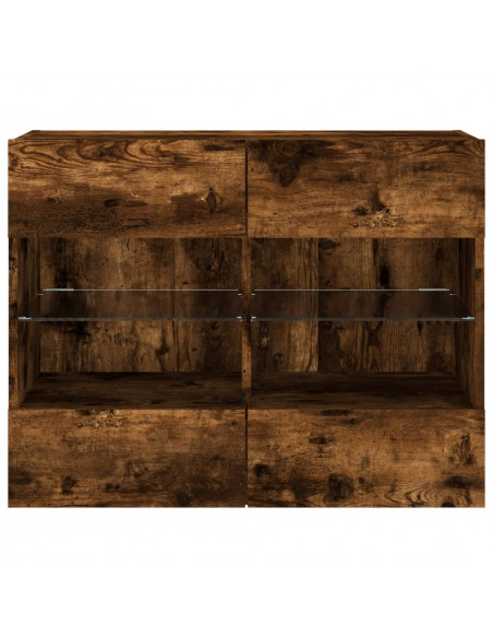 Mobile TV a Parete con Luci LED Rovere Fumo 78,5x30x60,5 cm