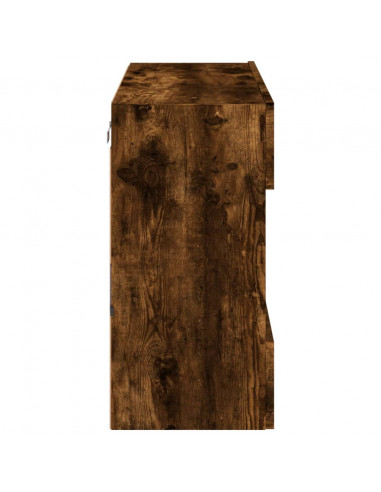 Mobile TV a Parete con Luci LED Rovere Fumo 78,5x30x60,5 cm