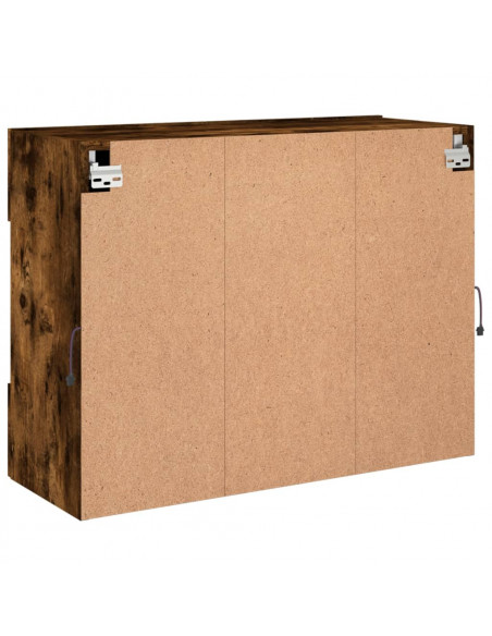 Mobile TV a Parete con Luci LED Rovere Fumo 78,5x30x60,5 cm
