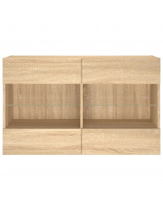 Mobile TV a Parete con Luci LED Rovere Sonoma 98,5x30x60,5 cm 2