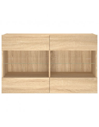 Mobile TV a Parete con Luci LED Rovere Sonoma 98,5x30x60,5 cm
