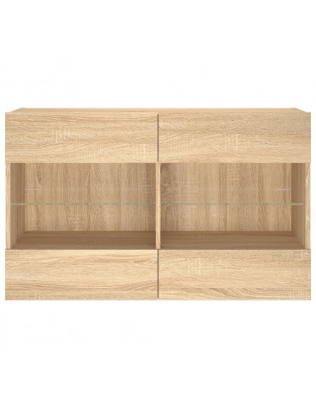 Mobile TV a Parete con Luci LED Rovere Sonoma 98,5x30x60,5 cm