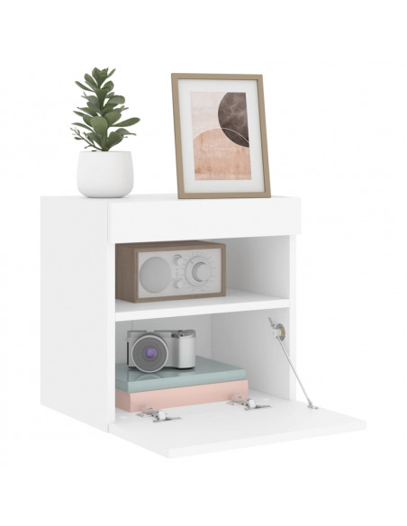Mobile TV a Parete con Luci LED Bianco 40x30x40 cm