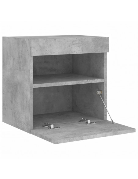 Mobili TV a Parete con Luci LED 2pz Grigio Cemento 40x30x40 cm