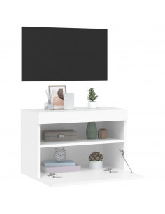 Mobile TV a Parete con Luci LED Bianco 60x30x40 cm 2