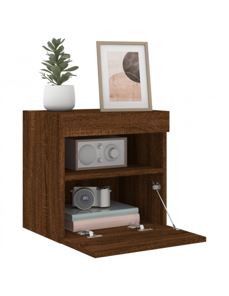 Mobile TV a Parete con Luci LED Rovere Marrone 40x30x40 cm