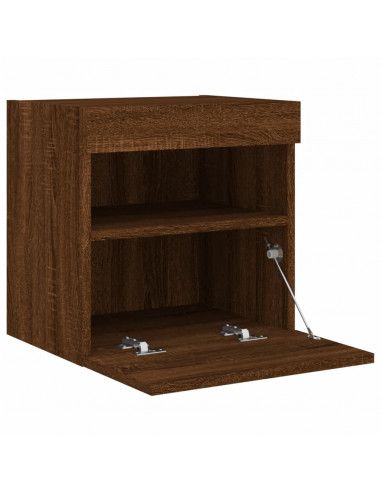 Mobile TV a Parete con Luci LED Rovere Marrone 40x30x40 cm