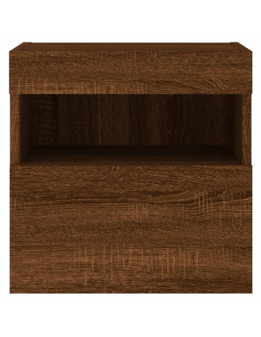 Mobile TV a Parete con Luci LED Rovere Marrone 40x30x40 cm