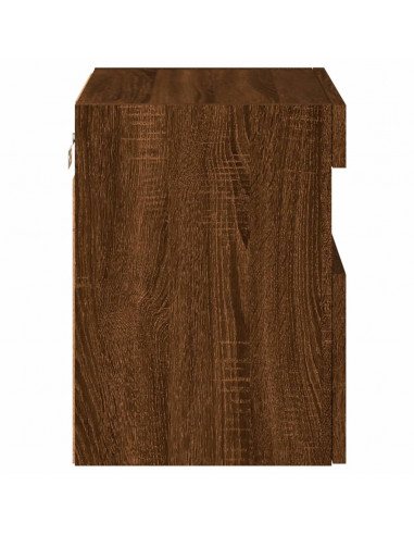 Mobile TV a Parete con Luci LED Rovere Marrone 40x30x40 cm