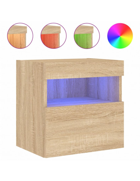 Mobili TV a Parete con Luci LED 2pz Rovere Sonoma 40x30x40 cm